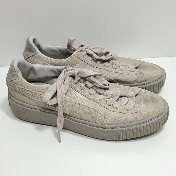 Puma‎ Basket Platform Reset Women's Size 7.5 Gray Suede Sneakers - Picture 2 of 10